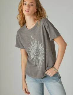 Lucky Brand spiritual boyfriend crew plum kitten*WOMEN Graphic Tees