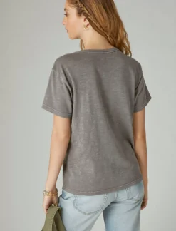 Lucky Brand spiritual boyfriend crew plum kitten*WOMEN Graphic Tees