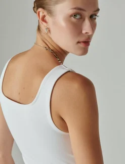 Lucky Brand square neck bodysuit bright white*WOMEN Knit Tops