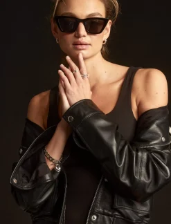Lucky Brand square neck bodysuit jet black*WOMEN Knit Tops