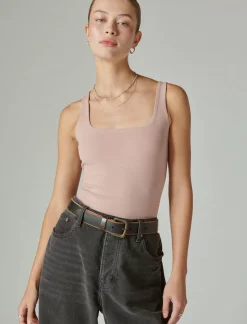 Lucky Brand square neck layering tank fawn*WOMEN Knit Tops