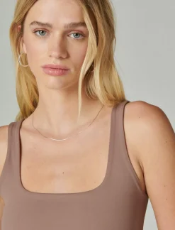 Lucky Brand square neck layering tank deep taupe*WOMEN Knit Tops