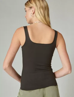 Lucky Brand square neck layering tank jet black*WOMEN Knit Tops