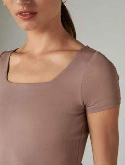 Lucky Brand square neck seamless top deep taupe*WOMEN Knit Tops