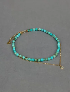 Lucky Brand statement turquoise collar necklace gold*WOMEN Jewelry