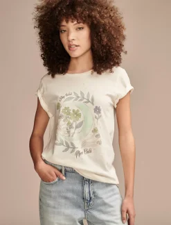 Lucky Brand stay wild moon child classic crew whisper white*WOMEN Graphic Tees