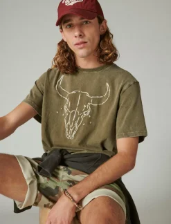 Lucky Brand steer skull tee beech*MEN Graphic Tees
