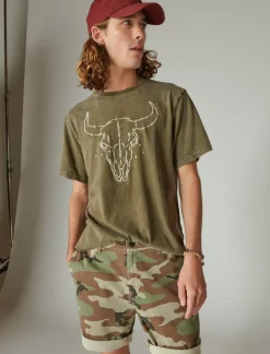 Lucky Brand steer skull tee beech*MEN Graphic Tees
