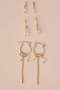 Lucky Brand stone earring set gold*WOMEN Jewelry