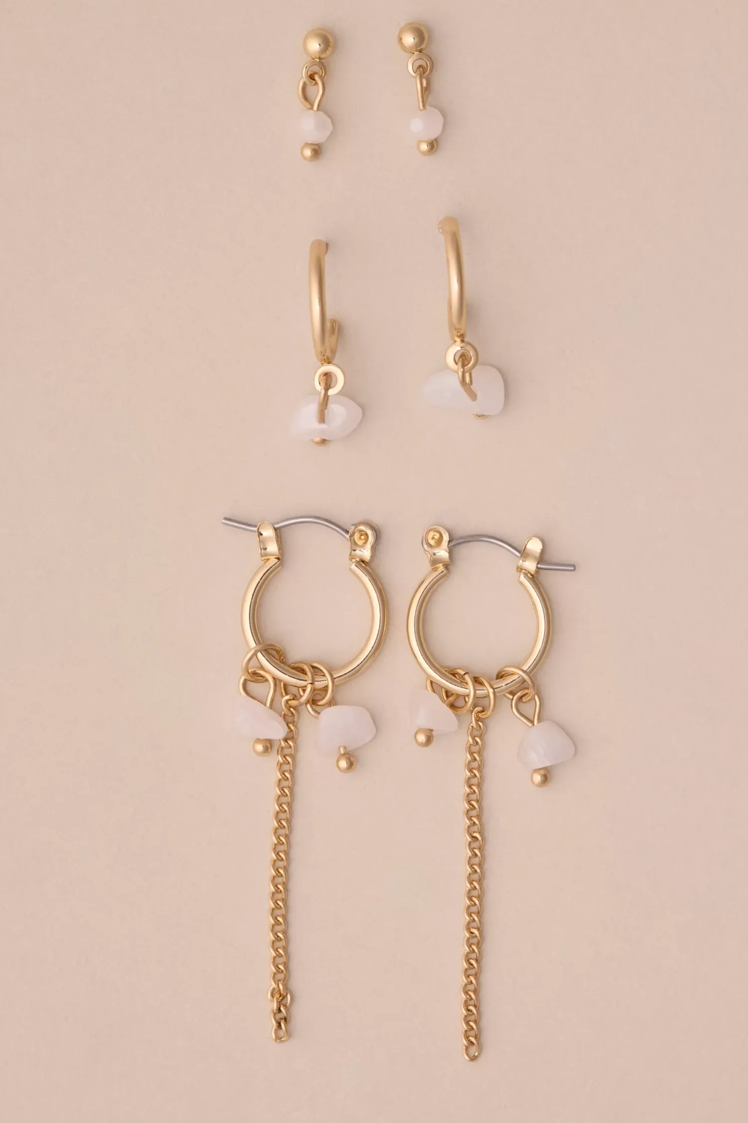 Lucky Brand stone earring set gold*WOMEN Jewelry