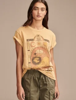 Lucky Brand strength lion boyfriend tee rose spritz*WOMEN Graphic Tees