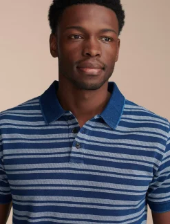 Lucky Brand stripe indigo pique polo # 419 indigo*MEN Shirts & Tops