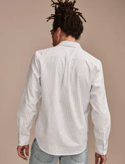 Lucky Brand striped one pocket long sleeve shirt white stripe*MEN Suit Separates|Button-Downs