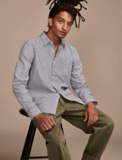 Lucky Brand striped one pocket long sleeve shirt blue stripe*MEN Suit Separates|Button-Downs