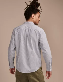 Lucky Brand striped one pocket long sleeve shirt blue stripe*MEN Suit Separates|Button-Downs
