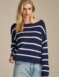 Lucky Brand striped pullover sweater cad navy tofu stripe*WOMEN Sweaters & Sweatshirts