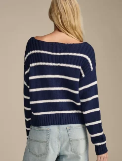 Lucky Brand striped pullover sweater cad navy tofu stripe*WOMEN Sweaters & Sweatshirts