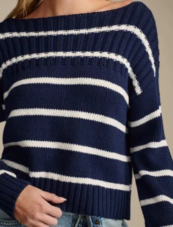 Lucky Brand striped pullover sweater cad navy tofu stripe*WOMEN Sweaters & Sweatshirts
