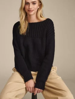 Lucky Brand striped pullover sweater dark black*WOMEN Sweaters & Sweatshirts