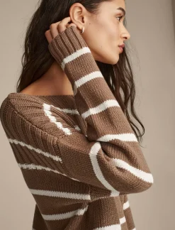 Lucky Brand striped pullover sweater shitake stripe*WOMEN Sweaters & Sweatshirts