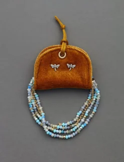 Lucky Brand stud earring & beaded necklace gift set two tone*WOMEN Jewelry