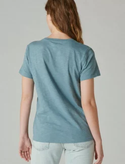 Lucky Brand studded moon classic crew blue mirage*WOMEN Graphic Tees