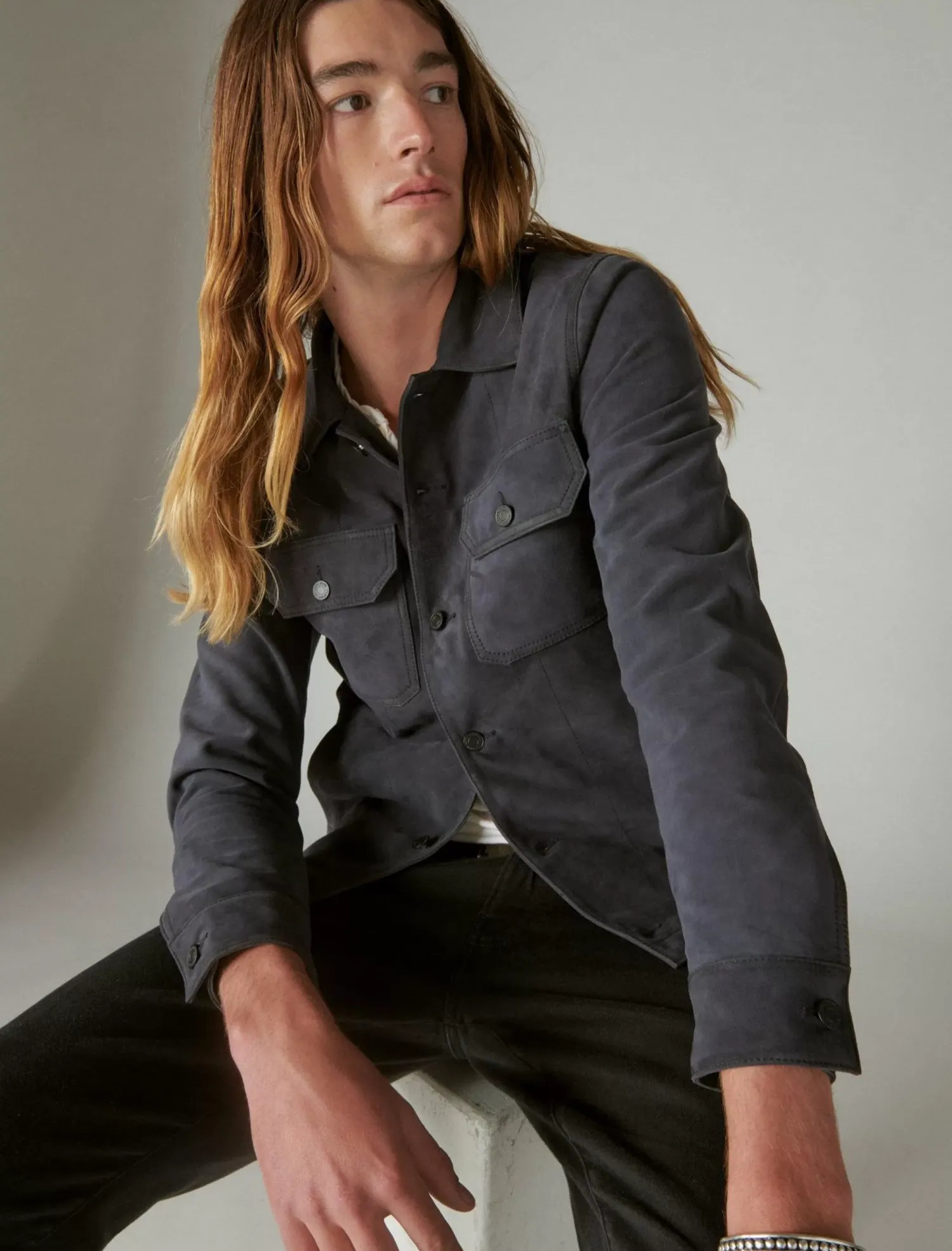 Lucky Brand suede military shirt jacket parisian nights*MEN Jackets & Outerwear