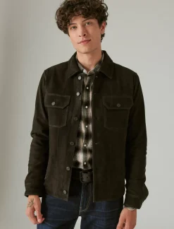 Lucky Brand suede military shirt jacket #001 black*MEN Jackets & Outerwear