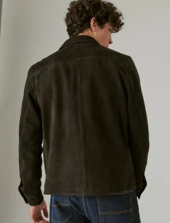Lucky Brand suede military shirt jacket #001 black*MEN Jackets & Outerwear