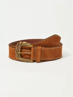 Lucky Brand suede oversized buckle belt medium brown*WOMEN Belts