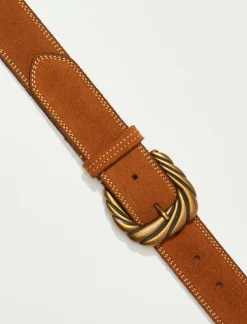 Lucky Brand suede oversized buckle belt medium brown*WOMEN Belts