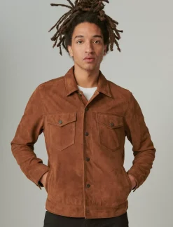 Lucky Brand suede trucker jacket dark tan*MEN Jackets & Outerwear