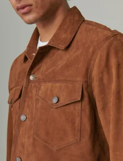 Lucky Brand suede trucker jacket dark tan*MEN Jackets & Outerwear