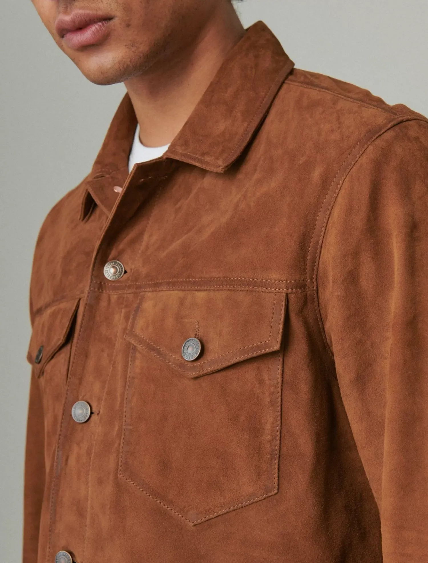 Lucky Brand suede trucker jacket dark tan*MEN Jackets & Outerwear