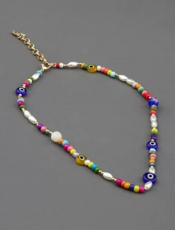 Lucky Brand summer camp beaded collar necklace gold*WOMEN Jewelry