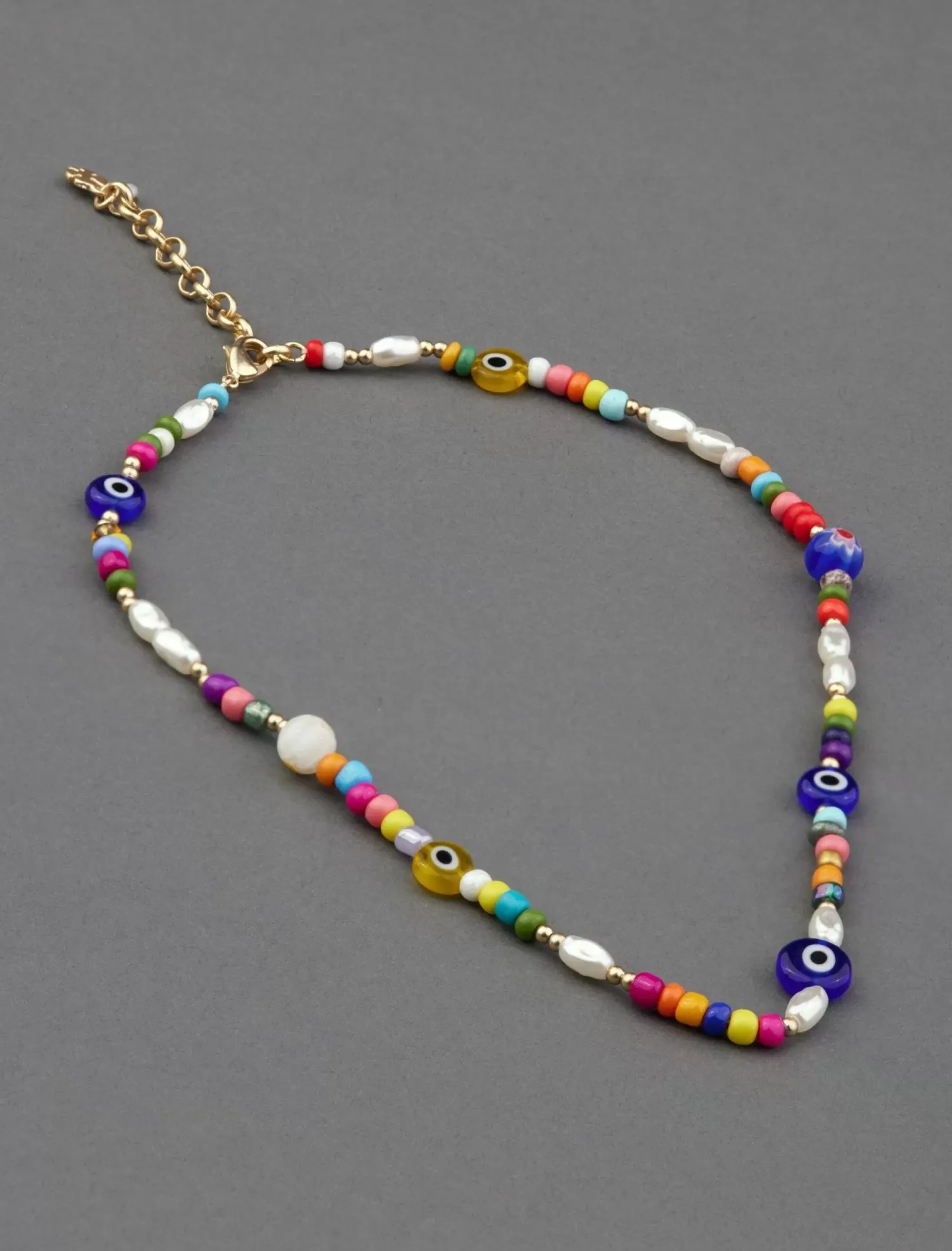 Lucky Brand summer camp beaded collar necklace gold*WOMEN Jewelry