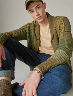 Lucky Brand surplus cardigan army combo acid wash*MEN Sweaters