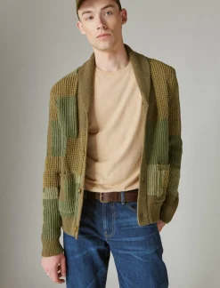 Lucky Brand surplus cardigan army combo acid wash*MEN Sweaters