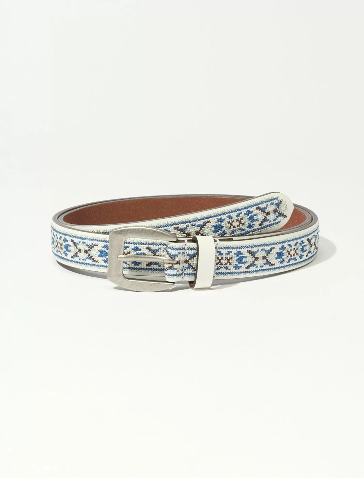 Lucky Brand sweet blue embroidered belt white*WOMEN Belts