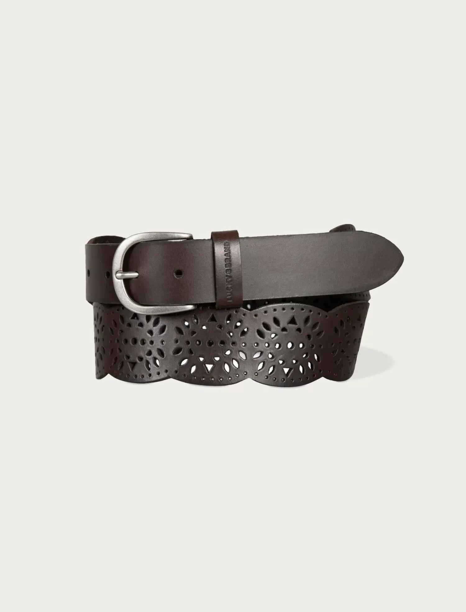 Lucky Brand tapered perforated leather belt dark brown*WOMEN Belts