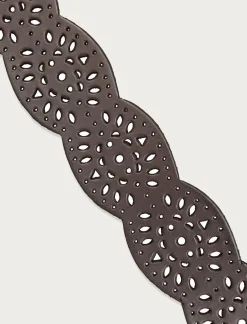 Lucky Brand tapered perforated leather belt dark brown*WOMEN Belts