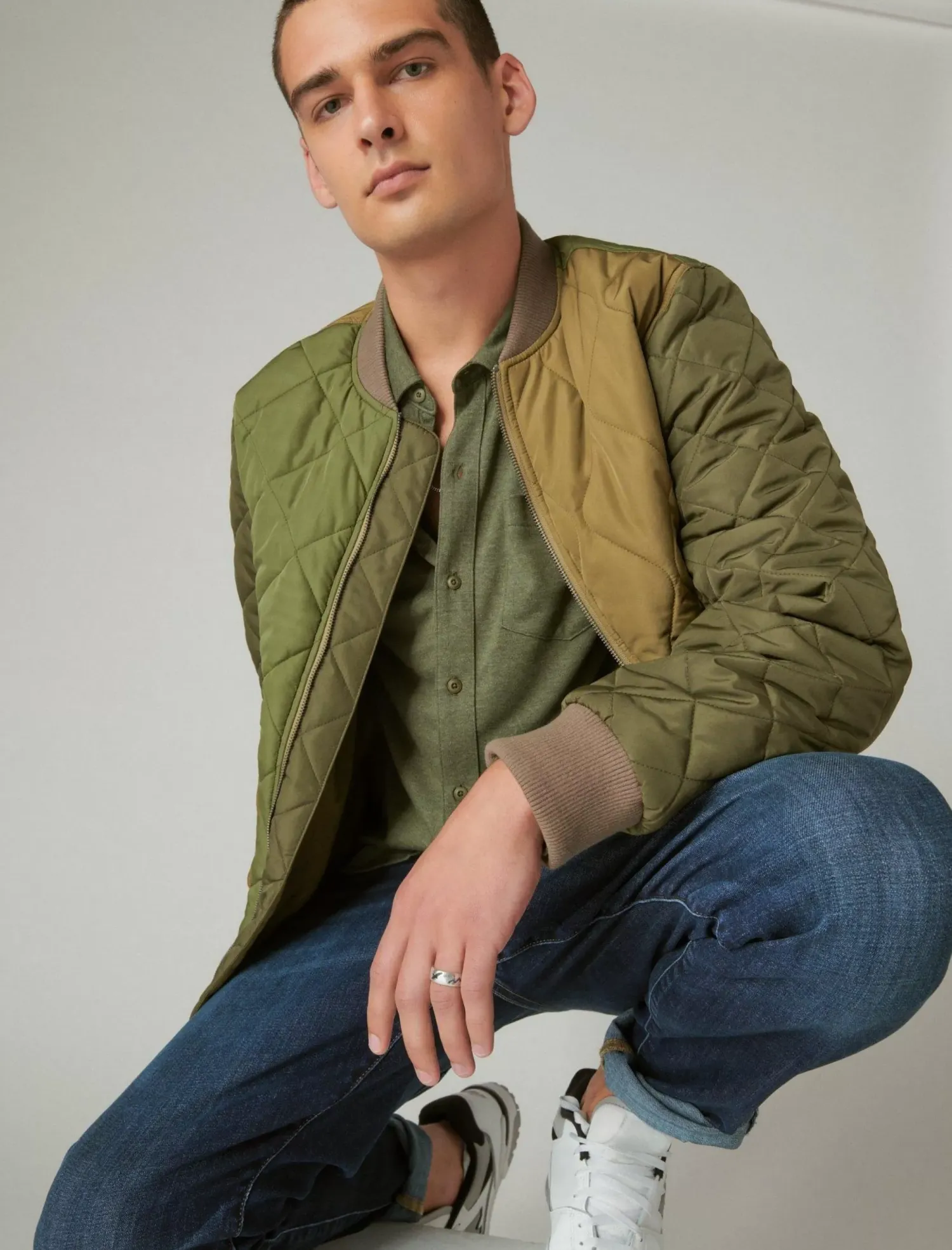 Lucky Brand tencel jersey shirt 310 olive*MEN Button-Downs