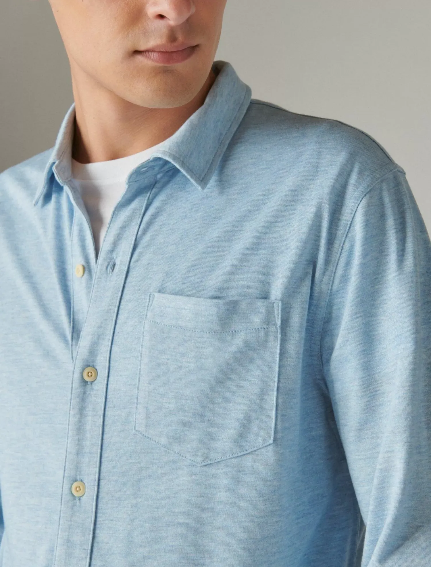 Lucky Brand tencel jersey shirt blue bell*MEN Button-Downs