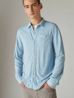 Lucky Brand tencel jersey shirt blue bell*MEN Button-Downs