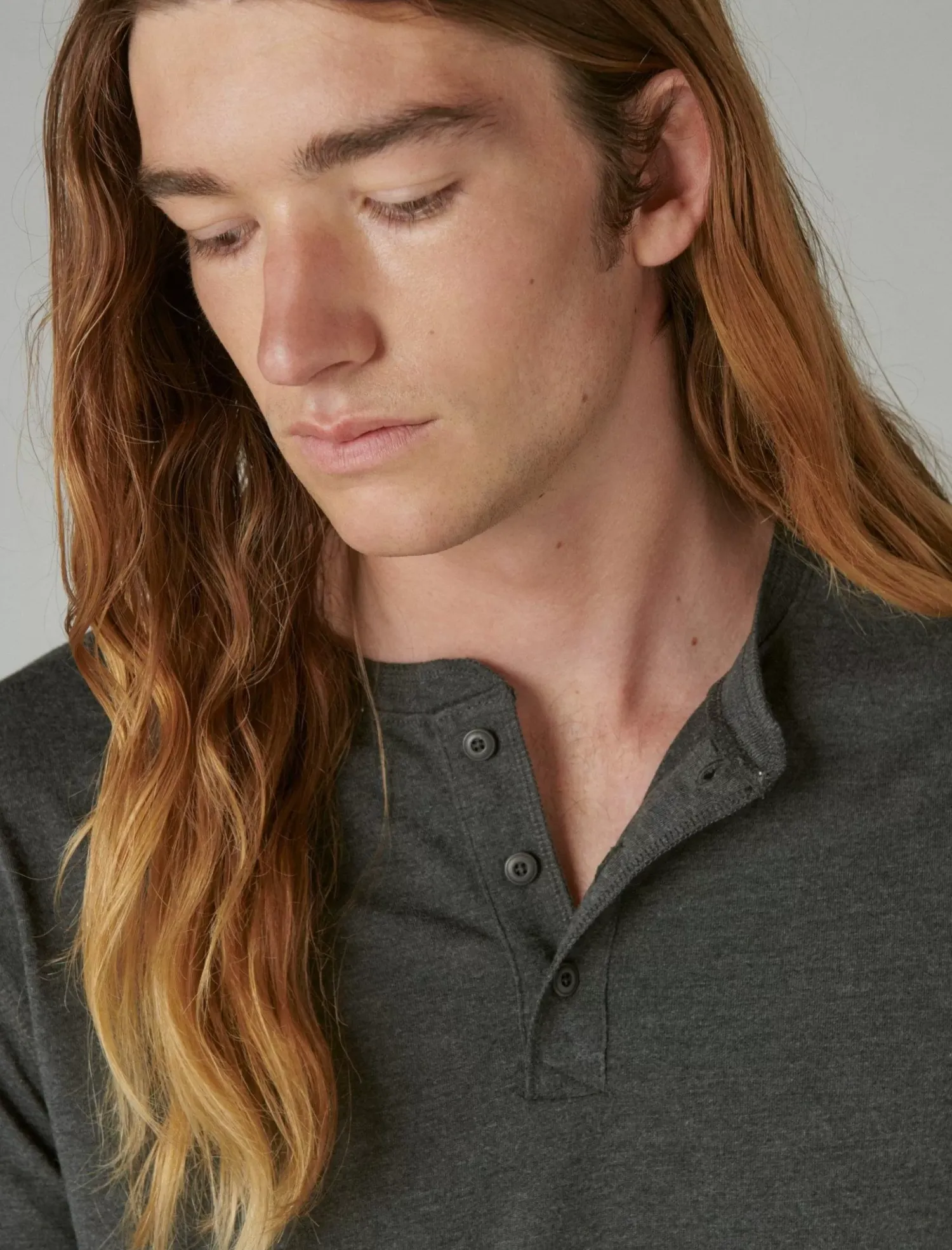 Lucky Brand tencel long sleeve henley charcoal*MEN Shirts & Tops