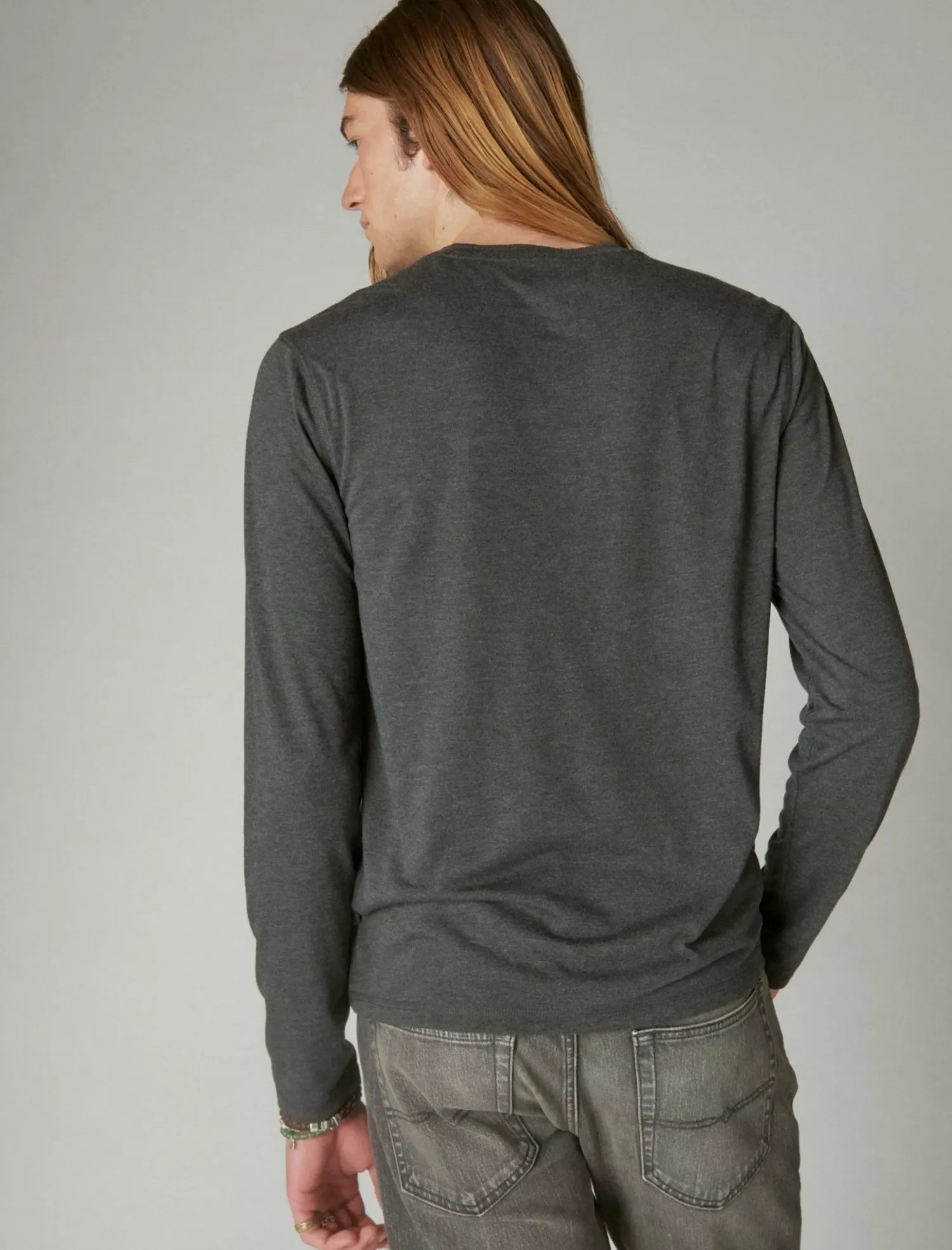 Lucky Brand tencel long sleeve henley charcoal*MEN Shirts & Tops