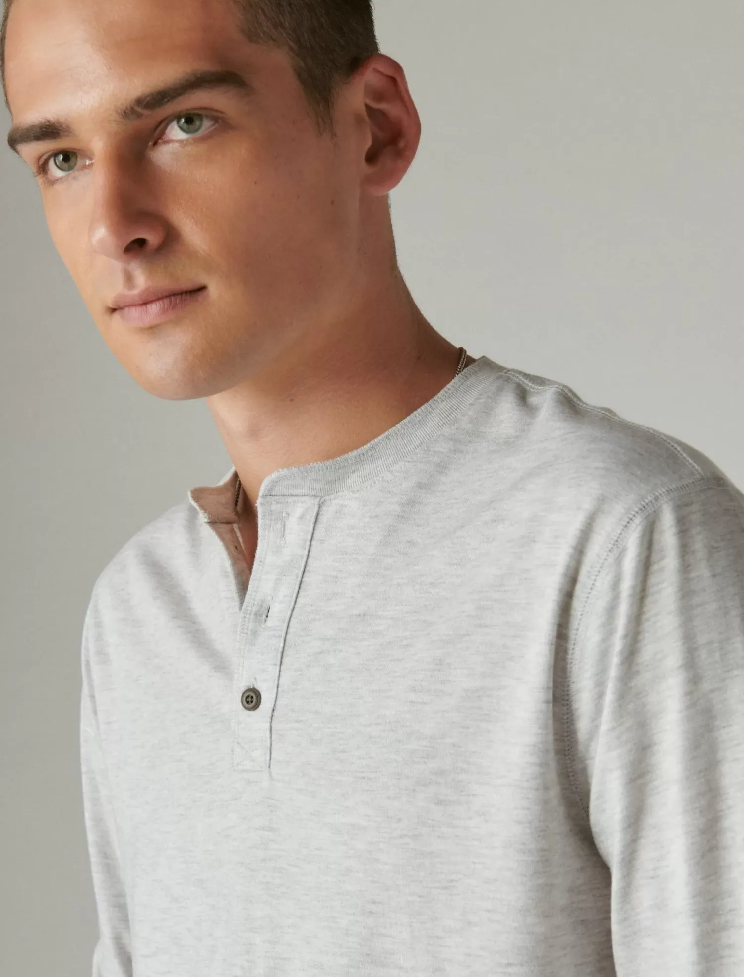 Lucky Brand tencel long sleeve henley heather grey*MEN Shirts & Tops