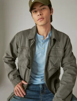 Lucky Brand tencel long sleeve henley blue bell*MEN Shirts & Tops