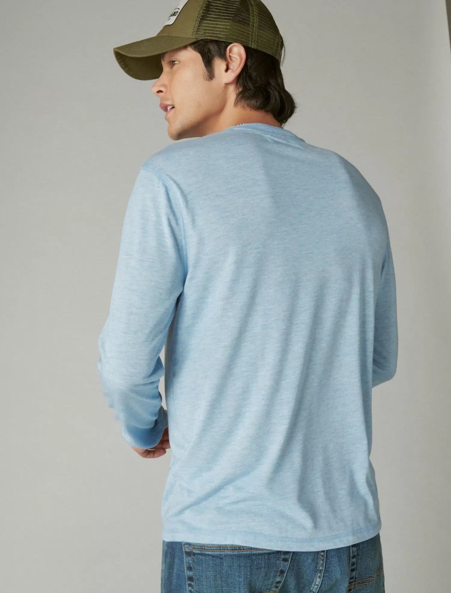 Lucky Brand tencel long sleeve henley blue bell*MEN Shirts & Tops