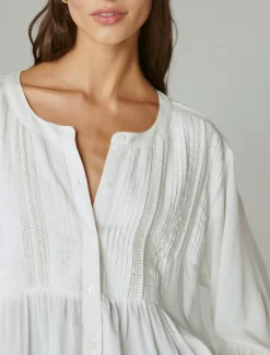 Lucky Brand textured pintuck blouse whisper white*WOMEN Blouses